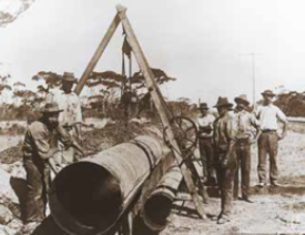 Historic Steel Mains pipe installation on site